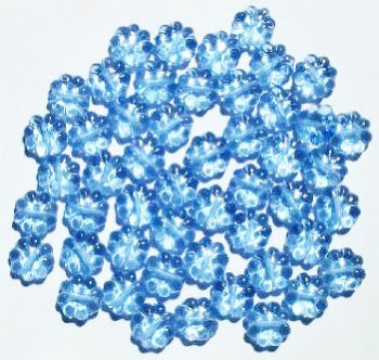 50 9mm Transparent Light Sapphire Glass Daisy Beads