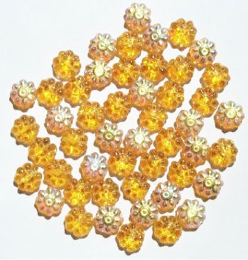 50 9mm Transparent Topaz AB Daisy Beads