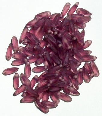 100 3x11mm Matte Transparent Amethyst Dagger Beads
