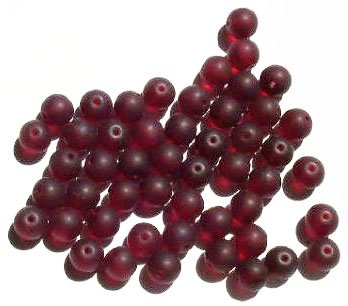 25 8mm Transparent Matte Garnet Round Glass Beads
