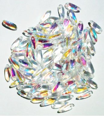 100 3x11mm Transparent Crystal AB Dagger Beads