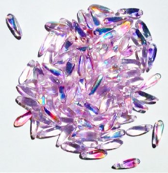 100 3x11mm Transparent Alexandrite AB Dagger Beads