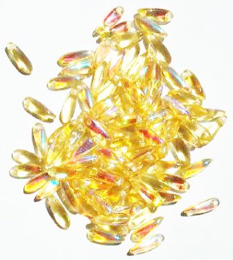 100 3x11mm Transparent Light Topaz AB Dagger Beads