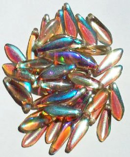 50 5x16mm Transparent Smoke Topaz AB Dagger Beads