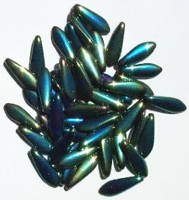 50 5x16mm Metallic Green AB Dagger Beads