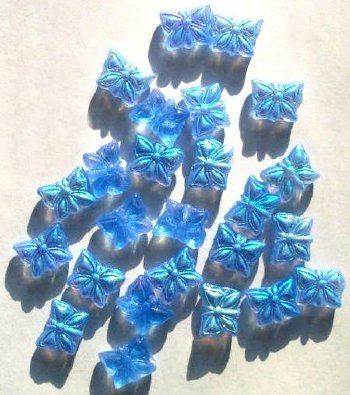 25 12mm Light Sapphire AB Glass Butterfly Beads