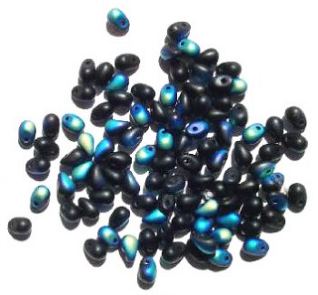 100 4x6mm Matte Black AB Drop Beads
