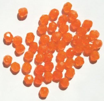 50 6mm Faceted Opal Orange Firepolish Beads