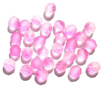 25 8mm Faceted Fire and Ice Two-Tone Pink & Crystal Firepolish Beads