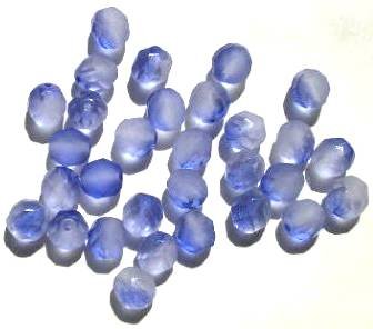 25 8mm Faceted Fire and Ice Two-Tone Purple & Crystal Firepolish Beads
