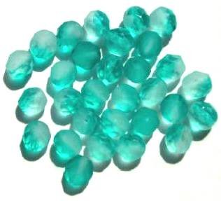 25 8mm Faceted Fire and Ice Two-Tone Teal & Crystal Firepolish Beads