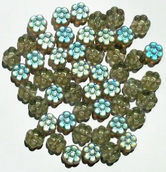 50 8mm Transparent Matte Black Diamond AB Flower Beads