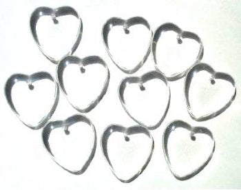 10 7x24mm Transparent Crystal Glass Heart Pendant Beads