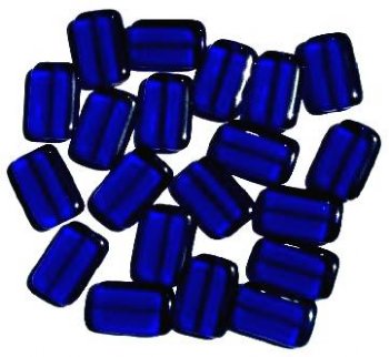 20 18mm Cobalt Blue Chiclet Glass Beads
