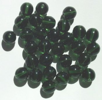 25 10mm Transparent Dark Olive Round Glass Beads