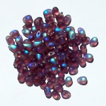 100 4x6mm Transparent Matte Amethyst AB Drop Beads