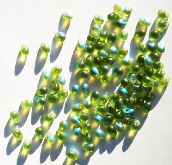 100 4x6mm Transparent Matte Olive AB Drop Beads