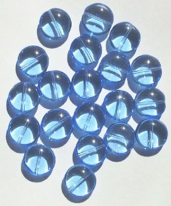 20 13x6mm Flat Rounded Light Sapphire Disk Beads