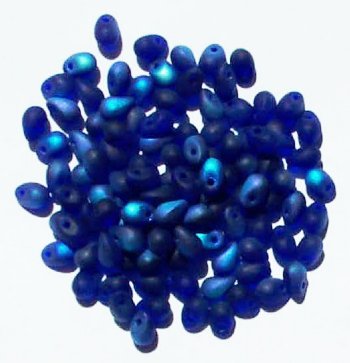 100 4x6mm Transparent Matte Cobalt AB Drop Beads