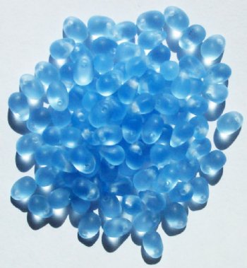 100 4x6mm Transparent Matte Light Sapphire Drop Beads