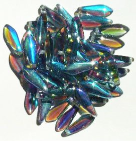 50 5x16mm Transparent Montana Blue AB Dagger Beads