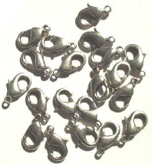 20 12mm Brushed Antique Silver Finish Lobster Claw Clasps