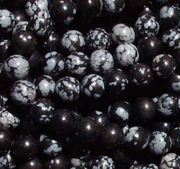 16 inch strand of 8mm Round Snowflake Obsidian Beads