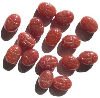 15 14mm Milky Carnelian Scarab Beetle Glass Beads