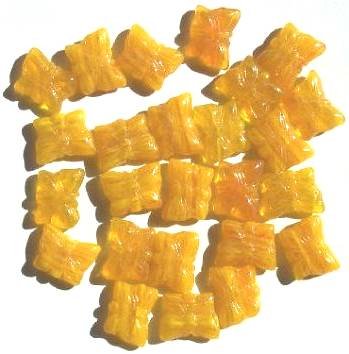 25 12mm Yellow Marble Swirl Butterfly Beads