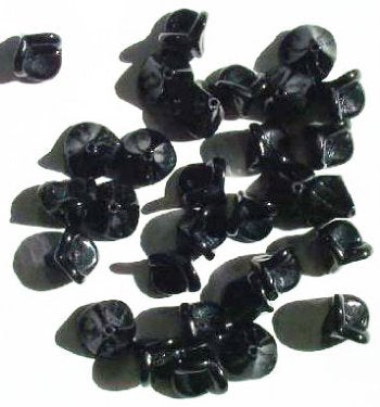 30 9mm Opaque Black Three Petal Drop Flower Beads