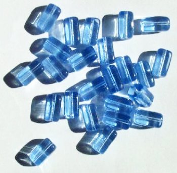 25 11x6mm Transparent Light Sapphire Glass Rectangle Beads