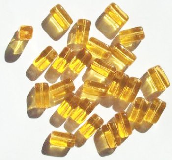 25 11x6mm Transparent Topaz Glass Rectangle Beads