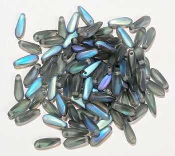 100 3x11mm Matte Transparent Montana AB Dagger Beads