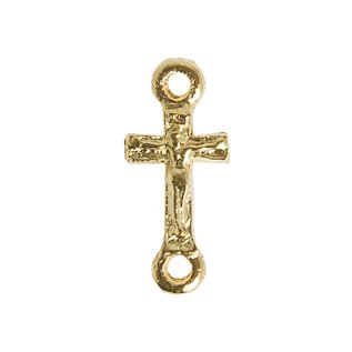 1 18x8mm Gold Cross Rosary Connector
