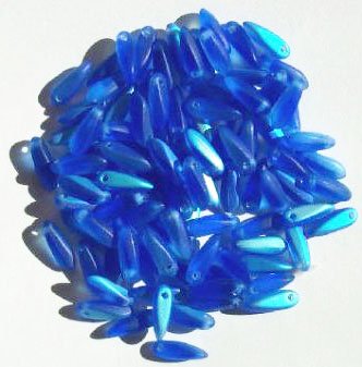100 3x11mm Matte Transparent Sapphire AB Dagger Beads
