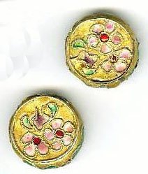 2 18x6mm Gold Cloisonné Disks