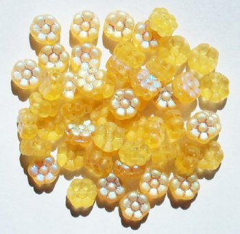 50 8mm Transparent Matte Light Topaz AB Flower Beads