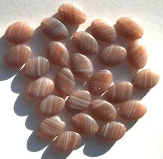 25 16x11mm Flat Oval Marble Matte Brown White