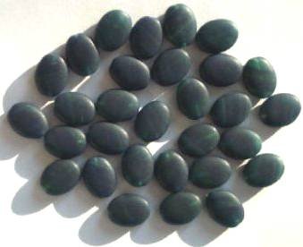 30 12x9mm Matte Montana Blue Green Marble Flat Oval Beads