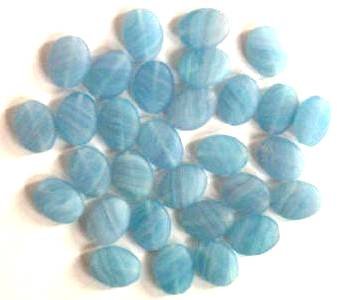 30 12x9mm Flat Oval Marble Matte Pale Grey Blue