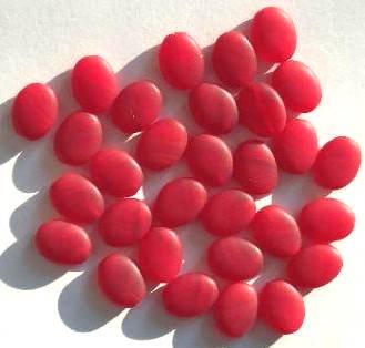 30 12x9mm Flat Oval Marble Matte Red