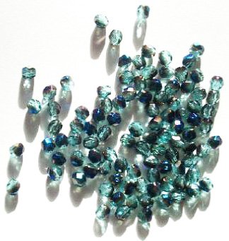 100 4mm Faceted Aqua Azuro Firepolish Beads