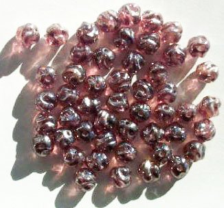 50 6mm Transparent Amethyst Lustre Ruffled Round Beads