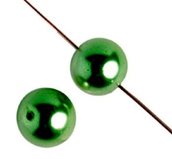 20 12mm Round Christmas Green Glass Pearl Beads