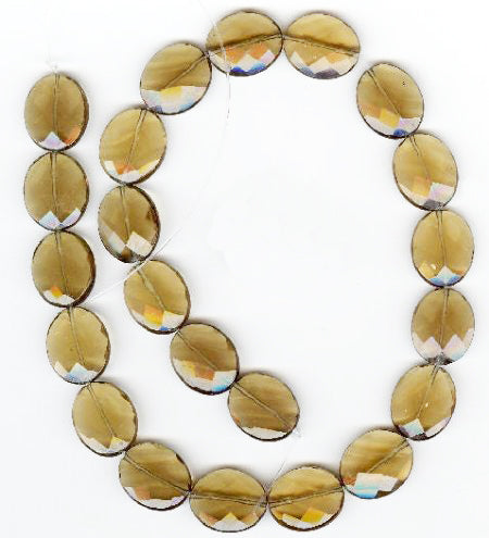 1 Flat Faceted 18x15mm Smoky Quartz Oval