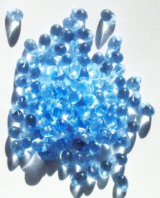 100 4x6mm Transparent Light Sapphire Drop Beads