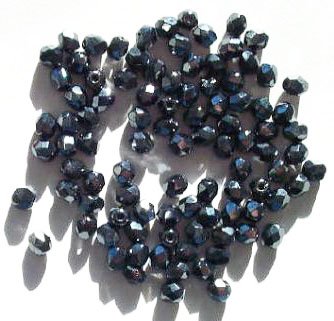 100 4mm Faceted Metallic Gunmetal Firepolish Beads