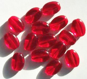 15 18x13x6mm Transparent Red Flat Oval Beads