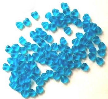 100 6mm Matte Blue Heart Beads