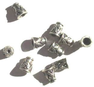 10 8x6mm Bali-like Bead Antique Silver End Caps